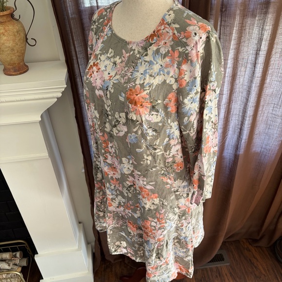 J. Jill Linen Caraway Fresh Bloom Floral Dress - Picture 2 of 16